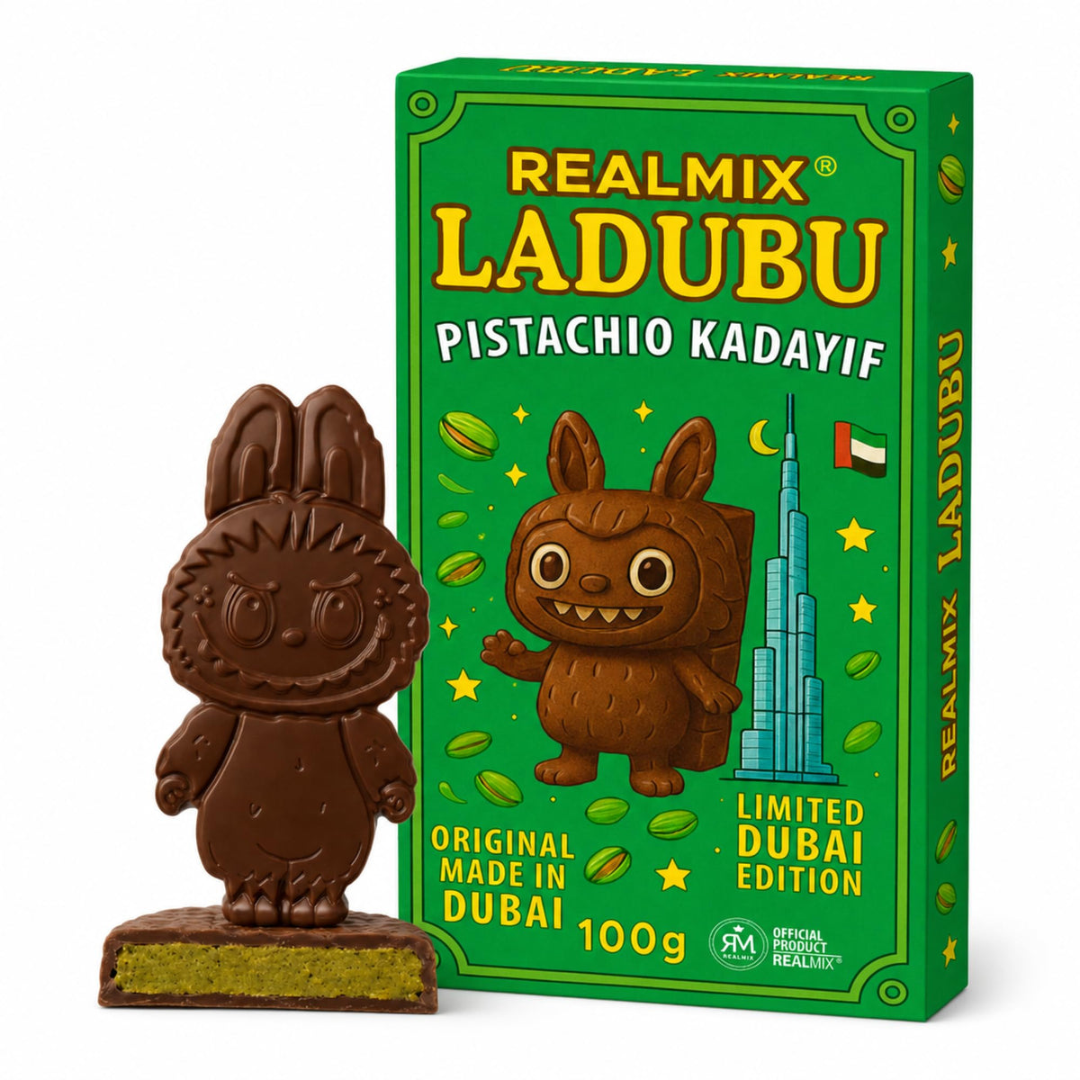 RealMix LADUBU Pistachio Kadayif Dubai Chocolate 100g