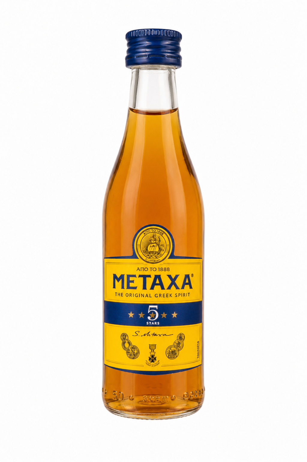 METAXA 5 Stars Original Greek Spirit Miniature – 50 ml, 38% ABV